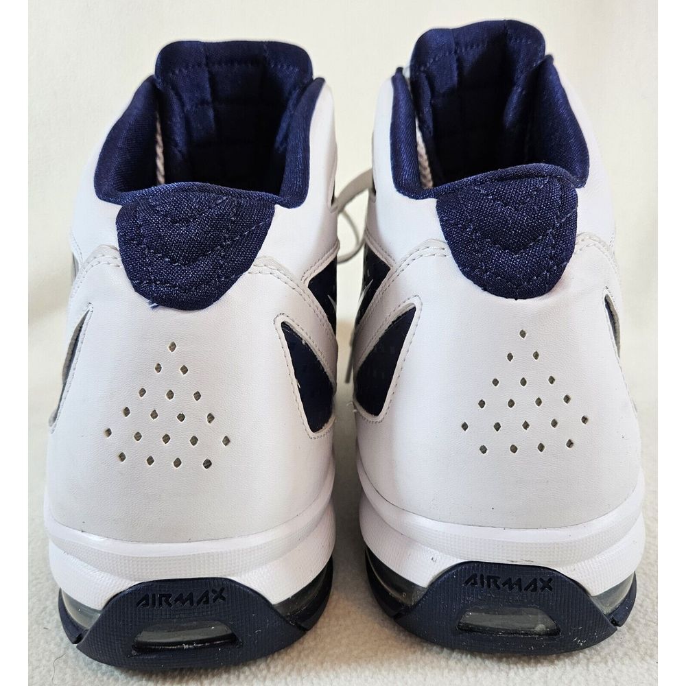 Nike White and Navy High-Top Athletic Basketball Shoes - Picture 6 of 10